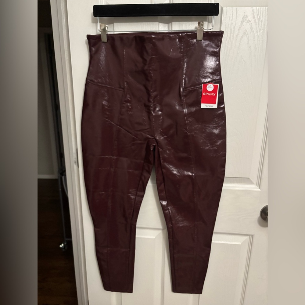 NEW Spanx | Spanx Faux Patent Leather Leggings Ruby‎ Red Sz 1X Petite